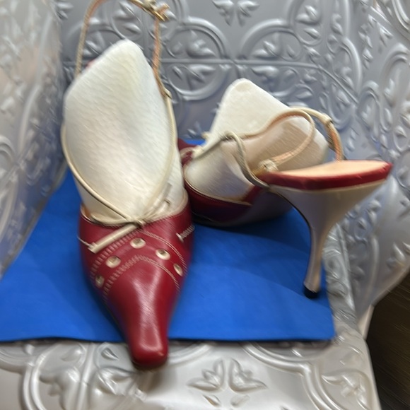 Prada kitten heels size 37 red beige cream - Picture 12 of 15
